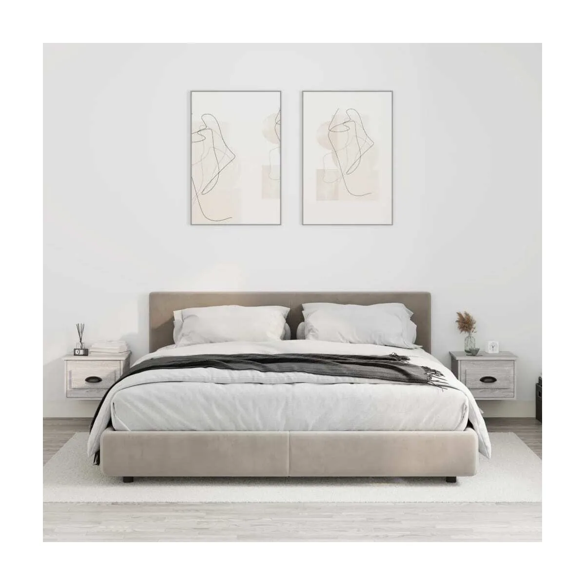 Mesitas de noche de pared 2 uds color gris Sonoma 41,5x36x28
