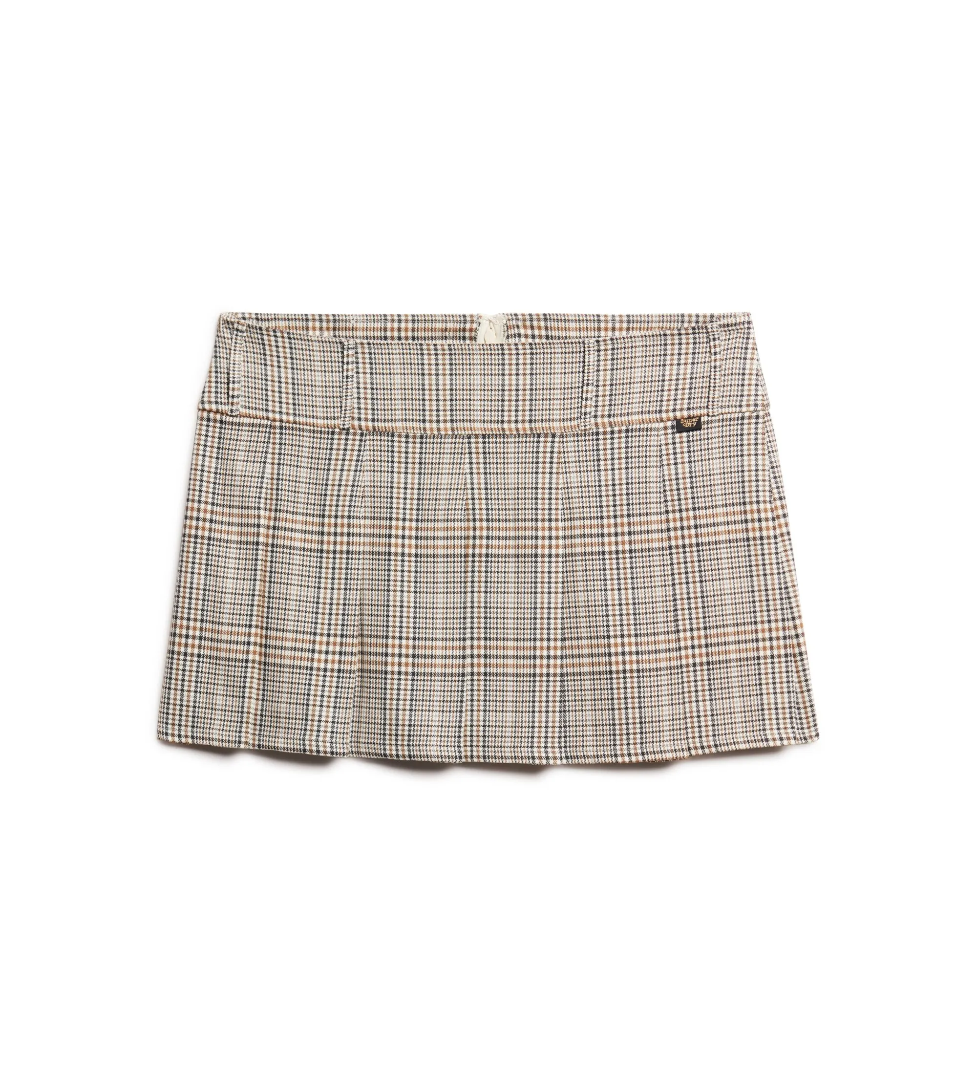 Minifalda plisada de talle bajo beige