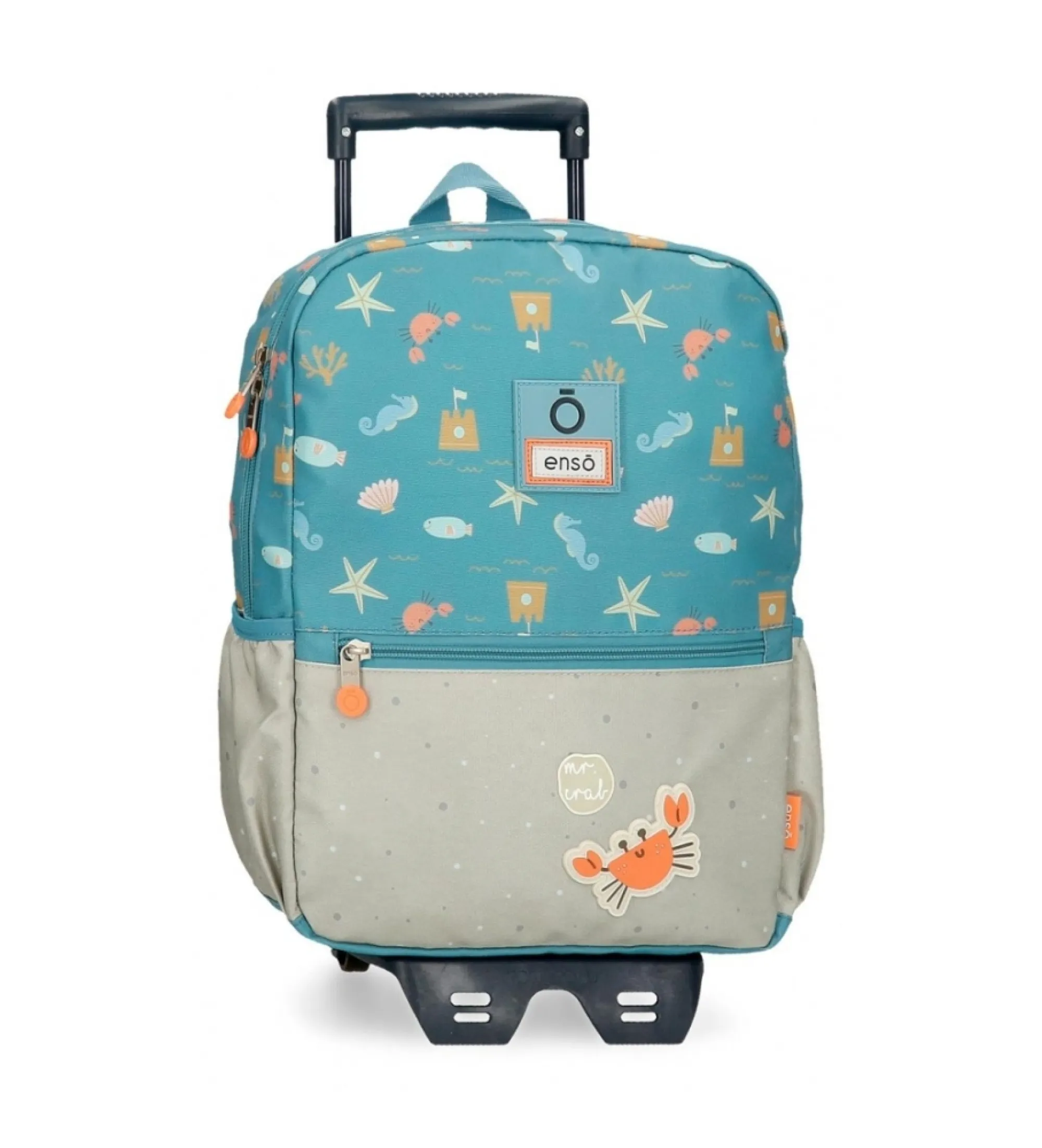 Mochila de paseo Enso Mr Crab 32cm con carro azul