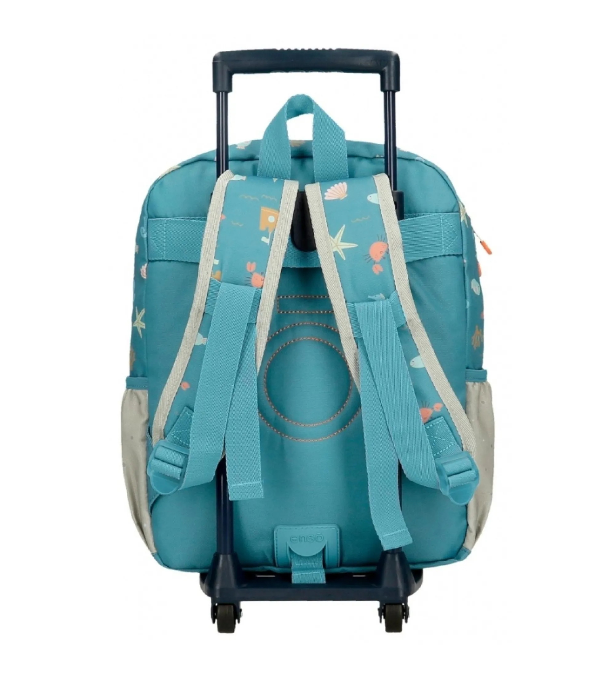 Mochila de paseo Enso Mr Crab 32cm con carro azul