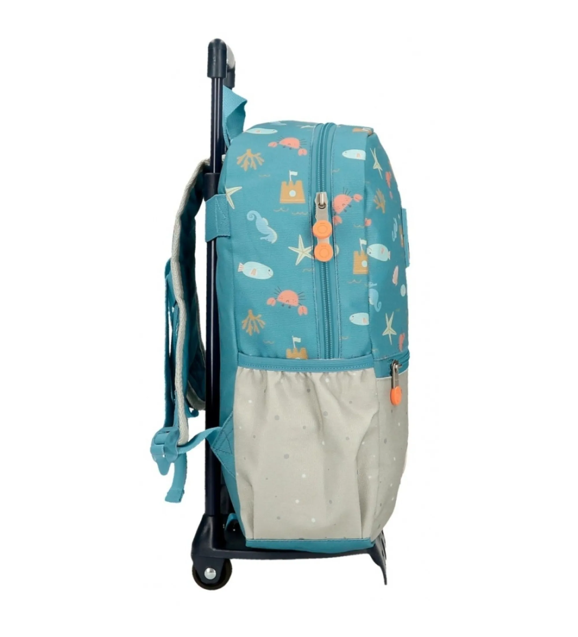 Mochila de paseo Enso Mr Crab 32cm con carro azul