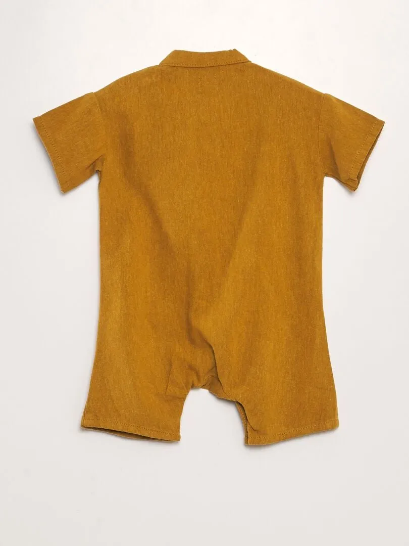 MONO CORTO DE MANGA CORTA CON MEZCLA DE LINO   UNISEX  AMARILLO