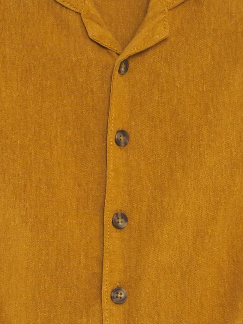 MONO CORTO DE MANGA CORTA CON MEZCLA DE LINO   UNISEX  AMARILLO