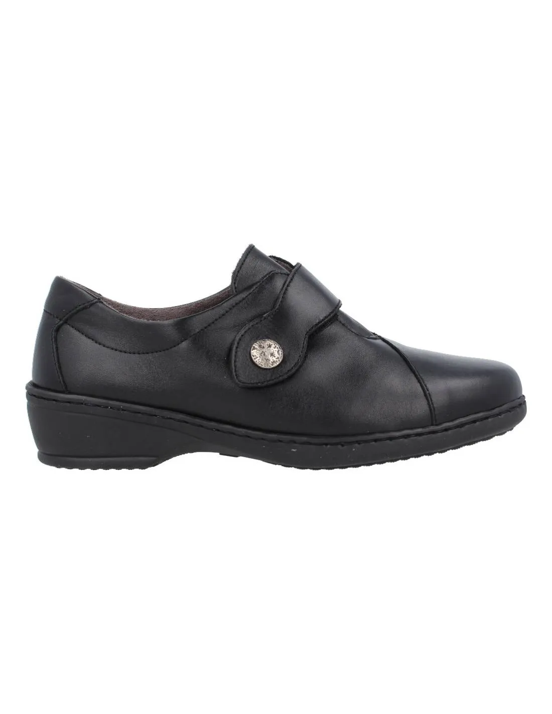 NOTTON  ZAPATO MUJER VELCRO BOTóN PIEL NEGRO