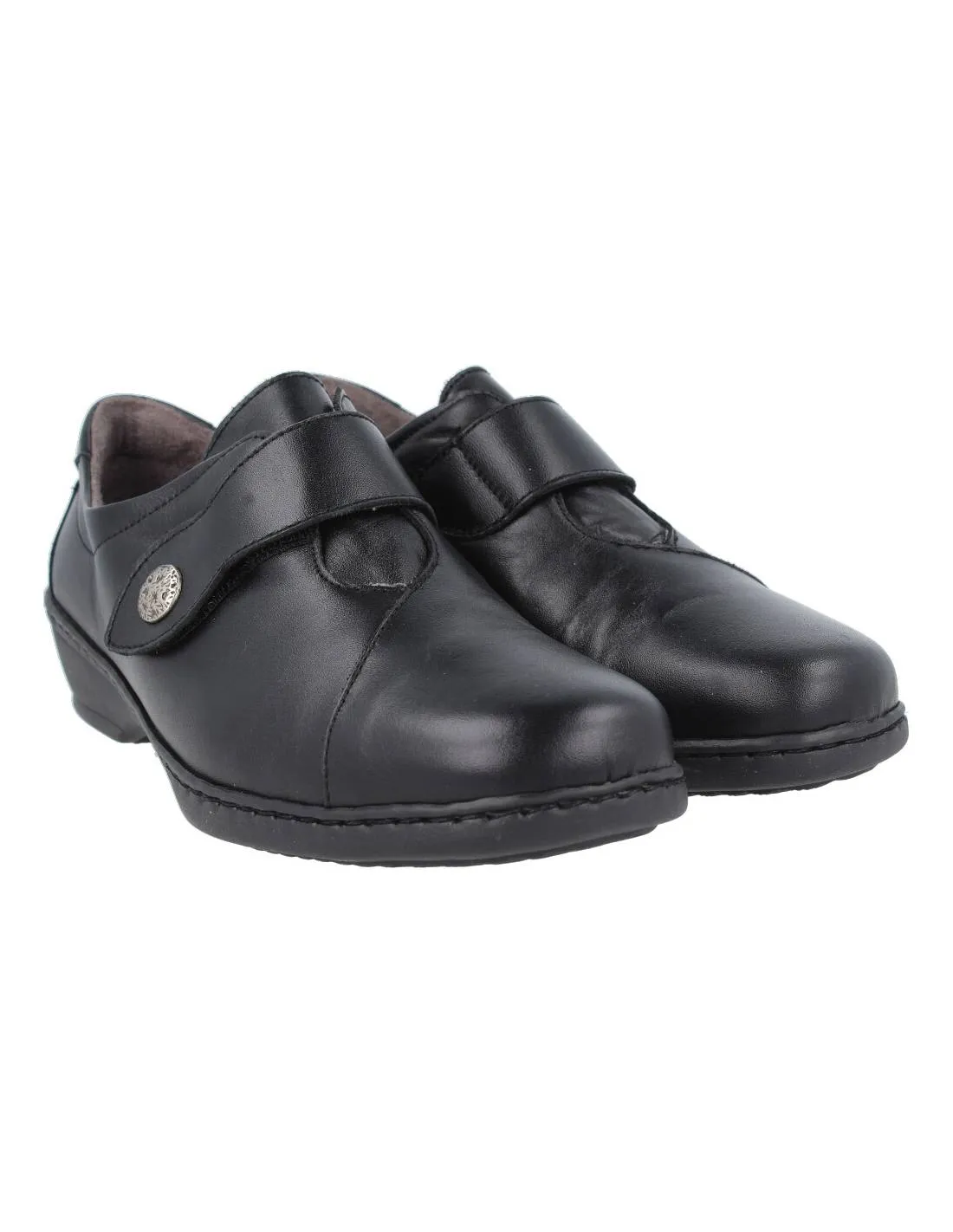 NOTTON  ZAPATO MUJER VELCRO BOTóN PIEL NEGRO