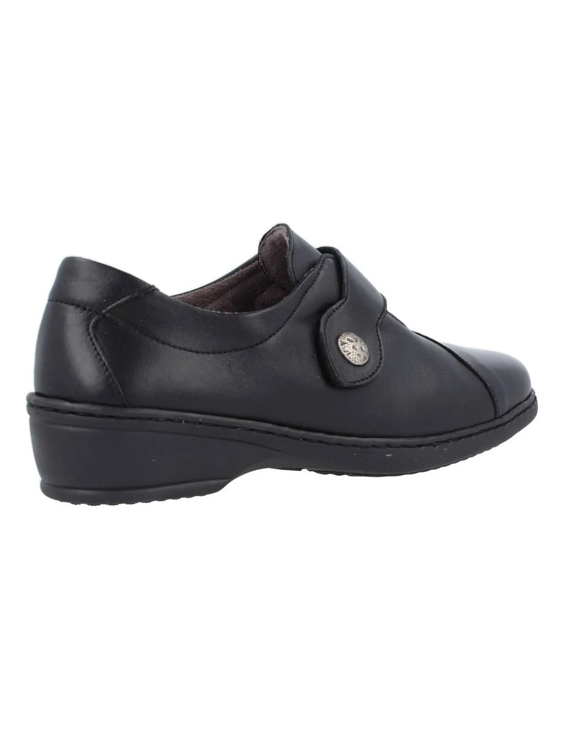 NOTTON  ZAPATO MUJER VELCRO BOTóN PIEL NEGRO