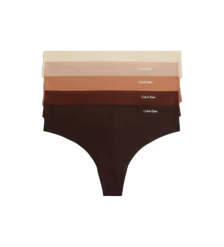 Pack 5 Tangas Invisibles marrón, beige, nude