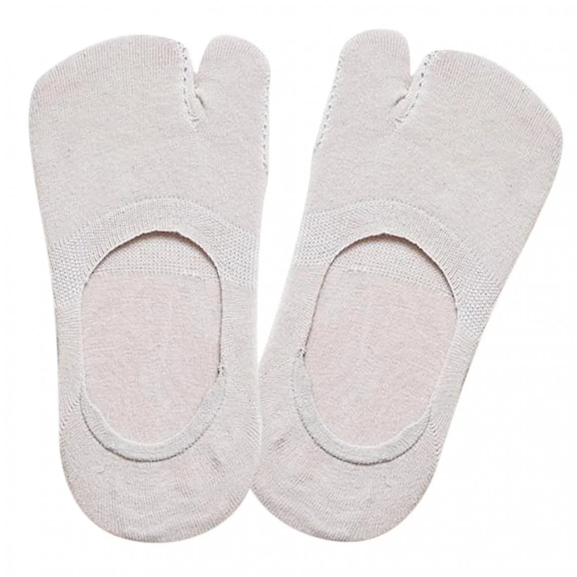 PAIR WOMEN'S NO SHOW SOCKS TABI SOCKS NONSLIP LOW CUT BOAT SOCKS BEIGE