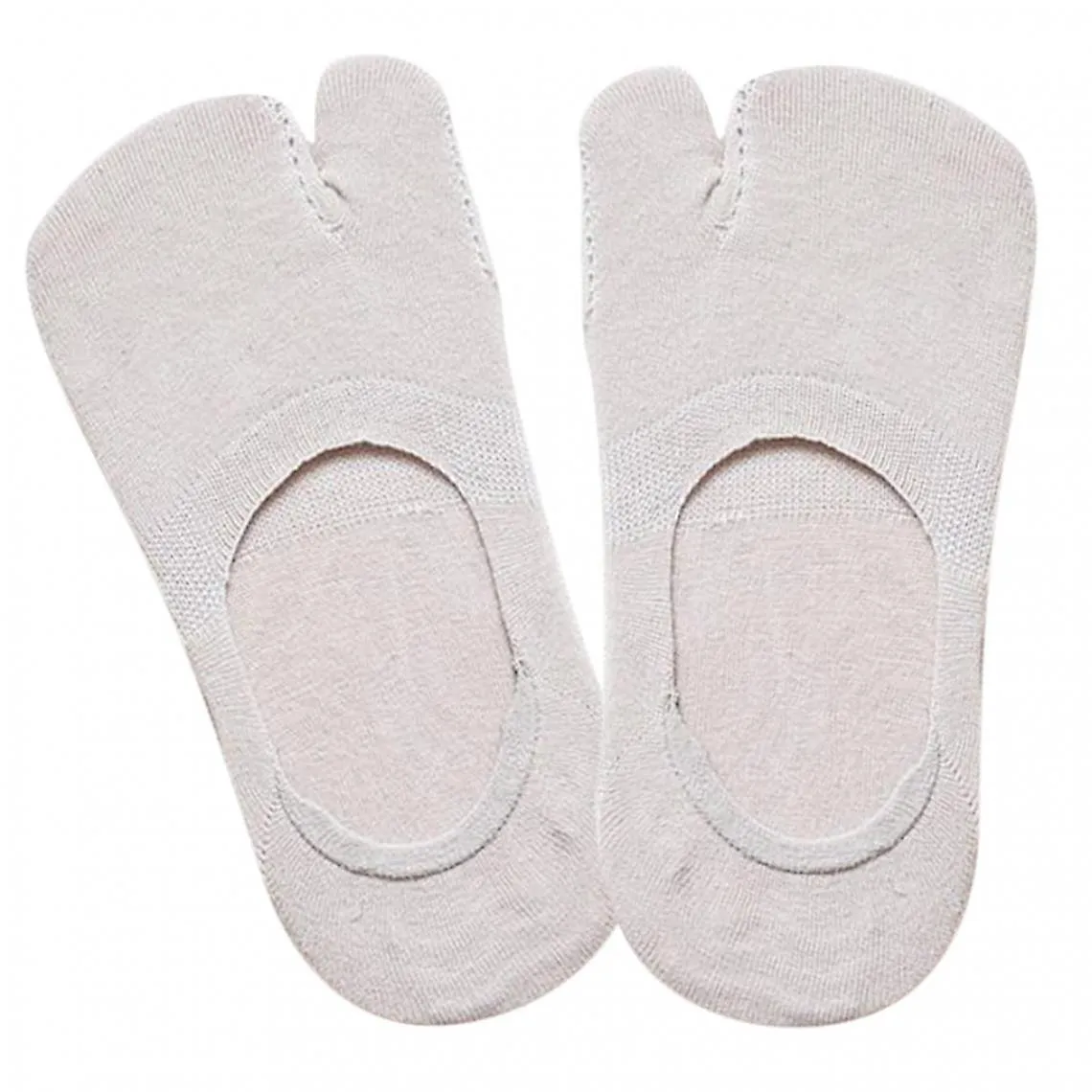 PAIR WOMEN'S NO SHOW SOCKS TABI SOCKS NONSLIP LOW CUT BOAT SOCKS BEIGE
