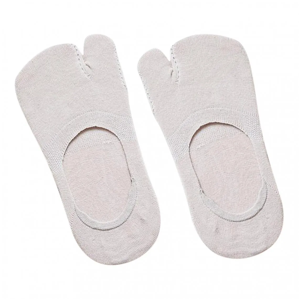 PAIR WOMEN'S NO SHOW SOCKS TABI SOCKS NONSLIP LOW CUT BOAT SOCKS BEIGE