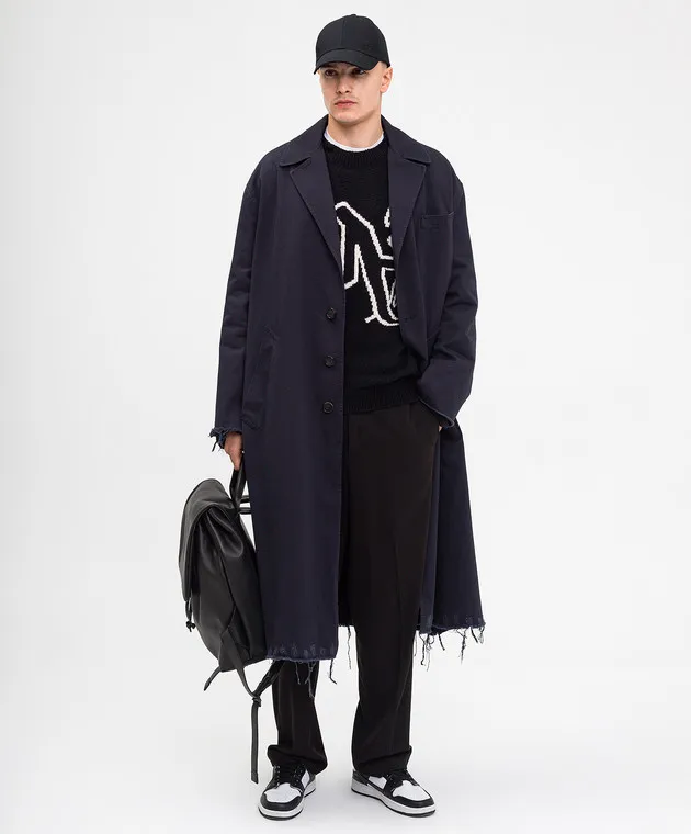 Palm Angels Black sweater with monogram logo pattern