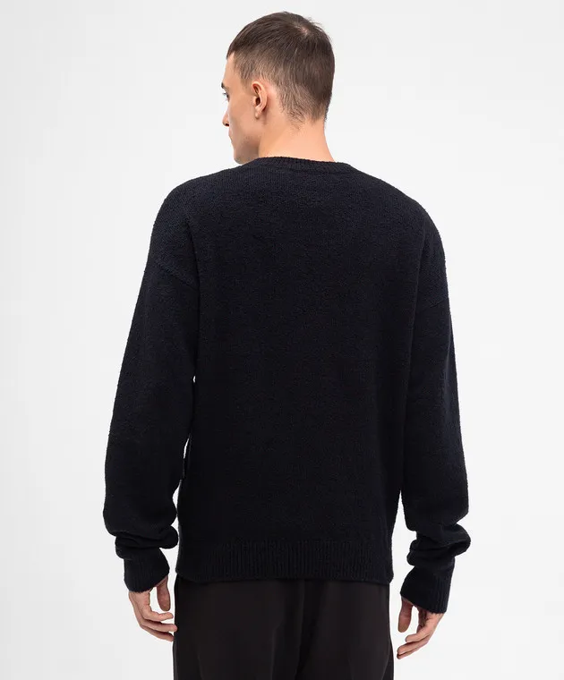 Palm Angels Black sweater with monogram logo pattern