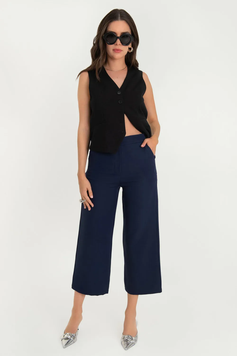 Pantalón ajustado de fit cropped flare