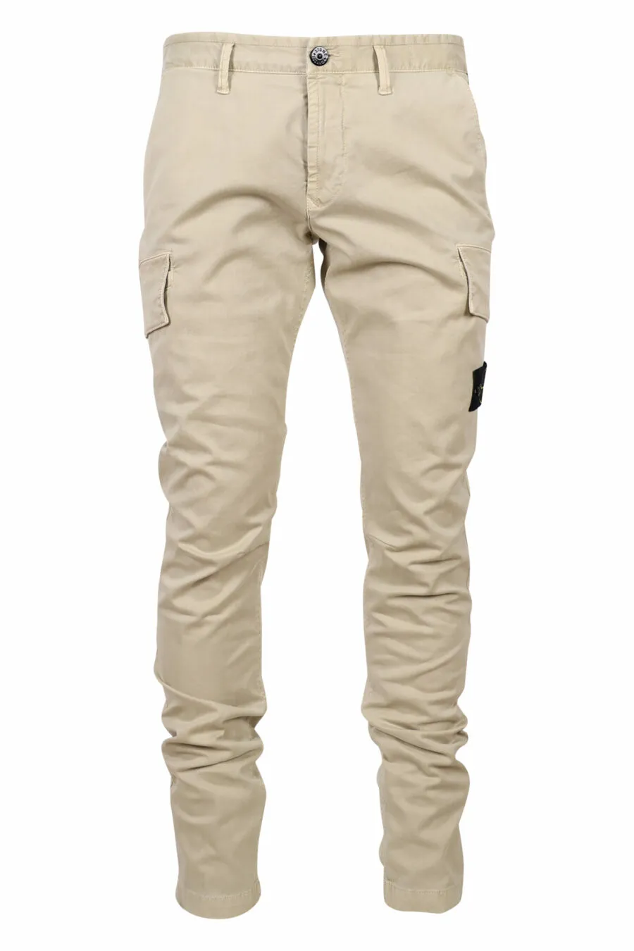 Pantalón beige cargo con logo parche lateral