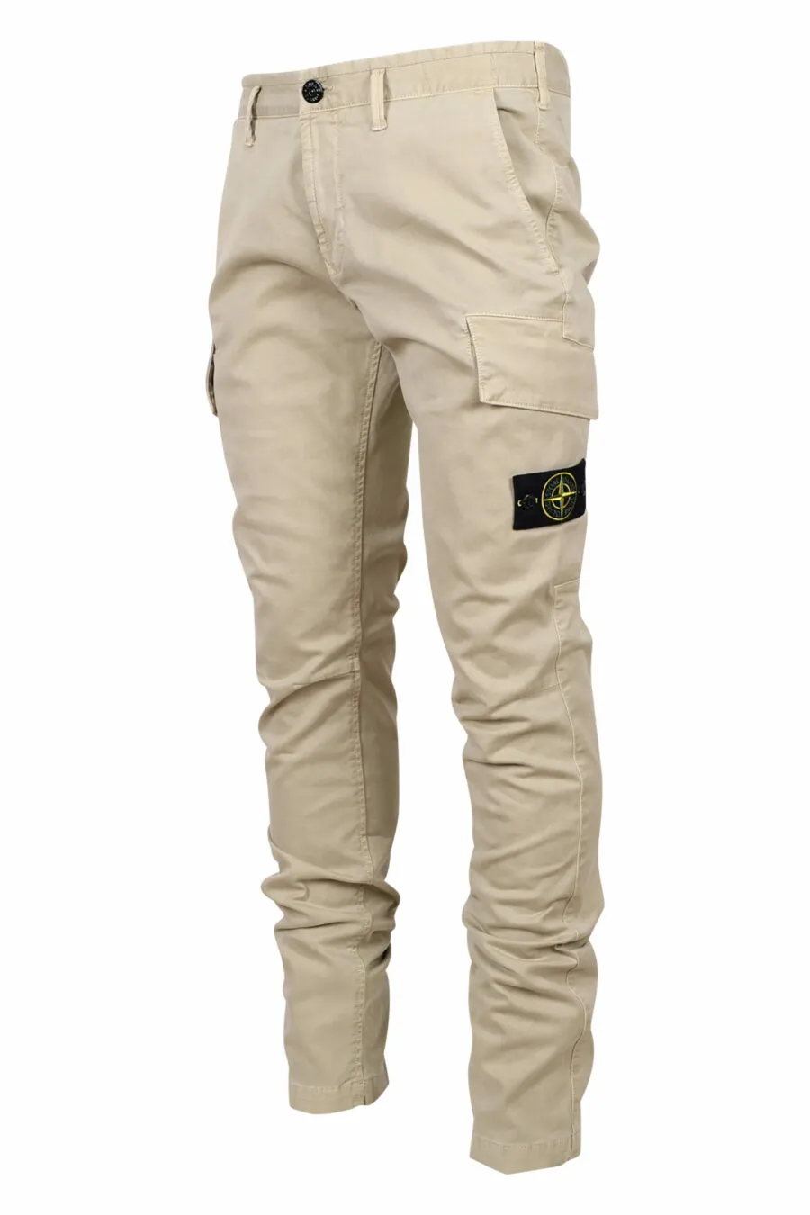 Pantalón beige cargo con logo parche lateral