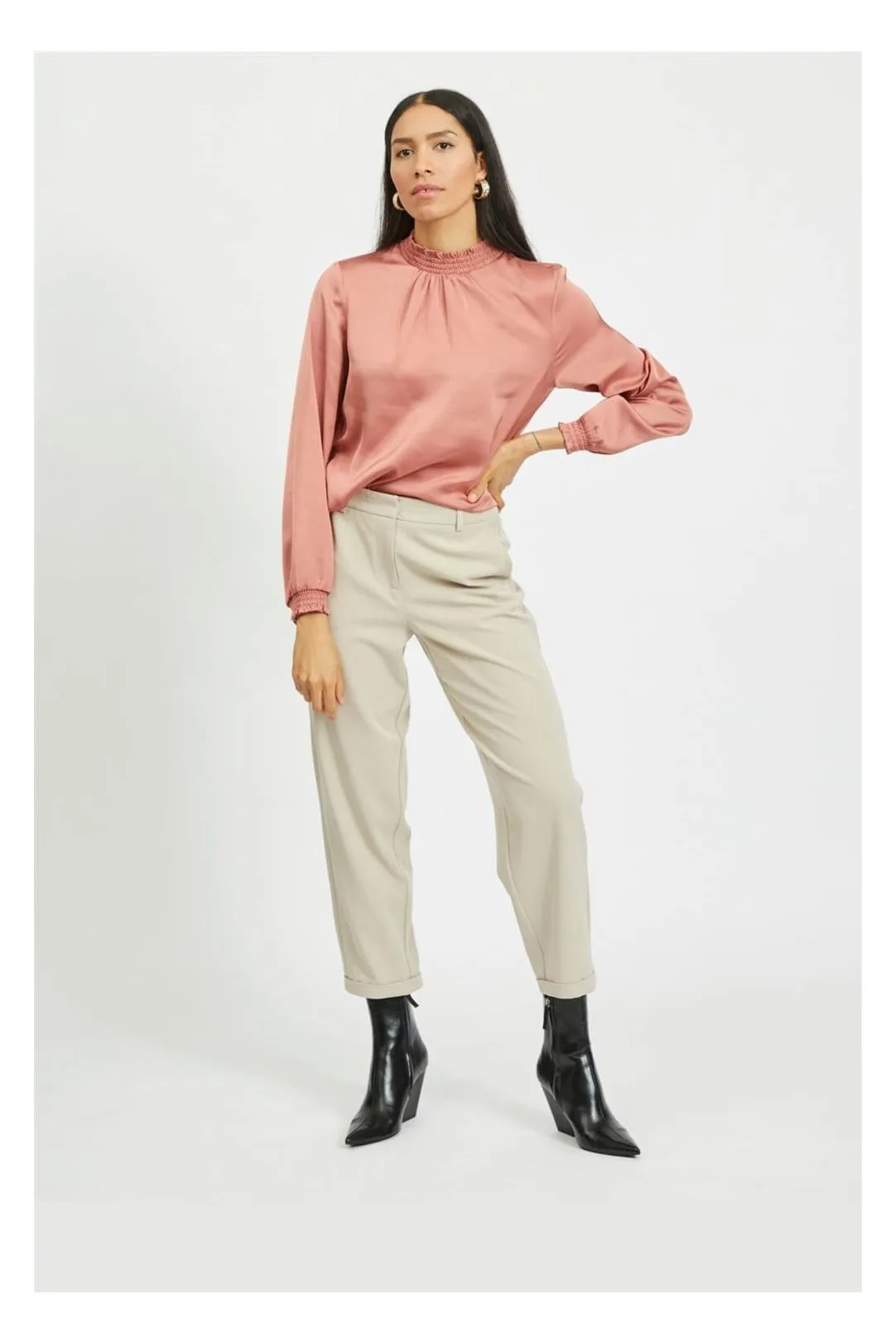 Pantalón cropped recto Vivilas beige