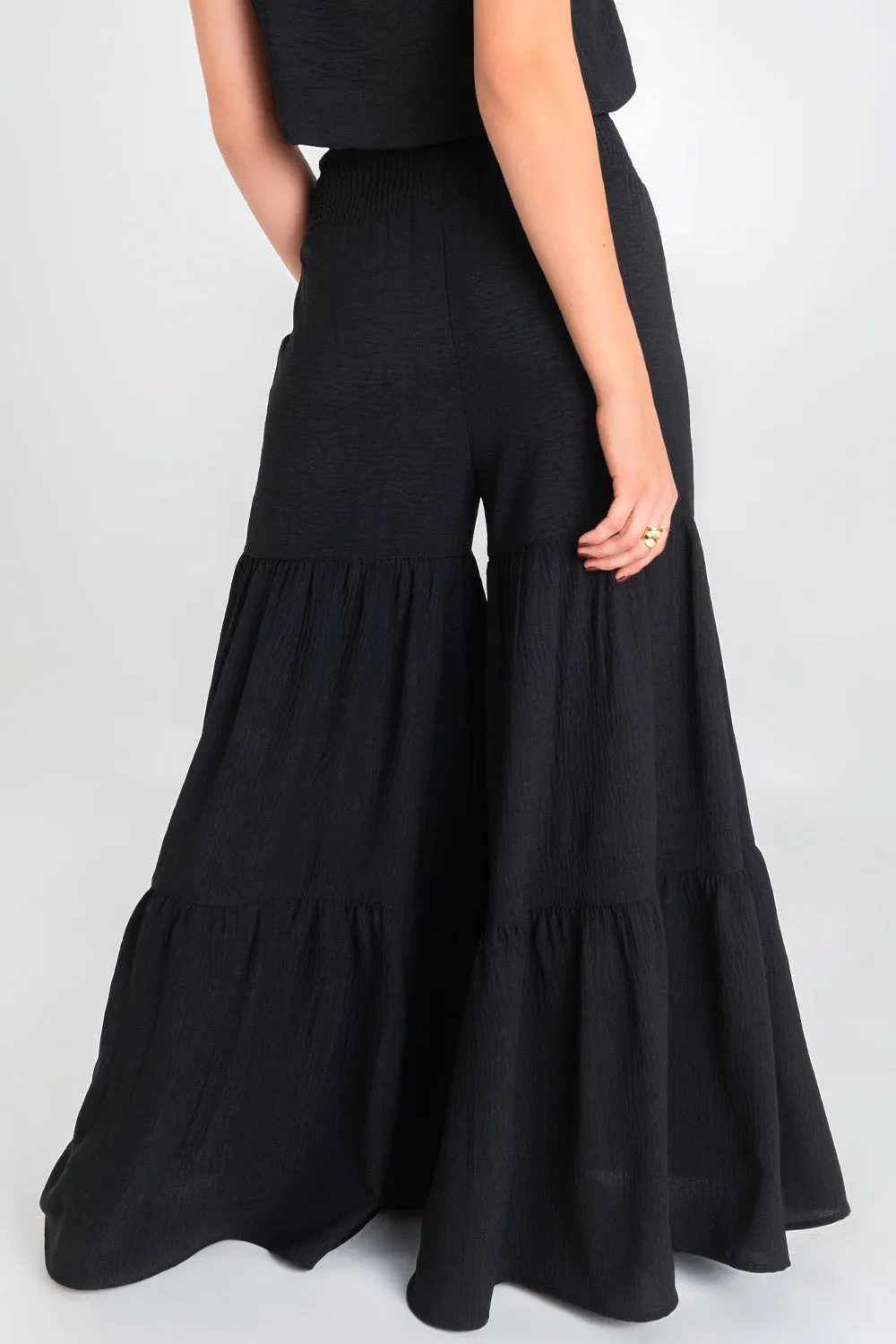 Pantalón de fit palazzo cintura fruncida