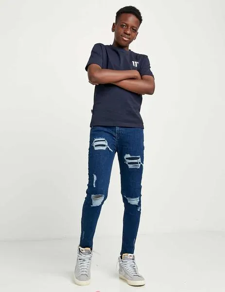 PANTALóN ELEVEN JR SUSTAINABLE DISTRESSED SKINNY  MID BL