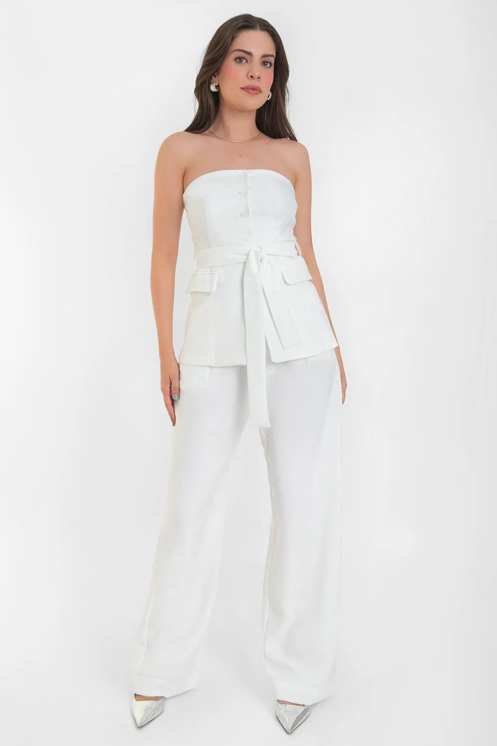 Pantalón fluido de fit wide leg tiro alto