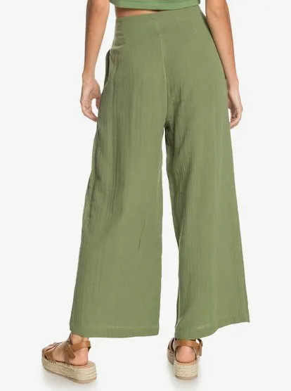 Pantalón ROXY de cintura alta y pierna ancha para Mujer Dream Story VINEYARD GREEN (gnt0) Ref. ERJNP03361 verde