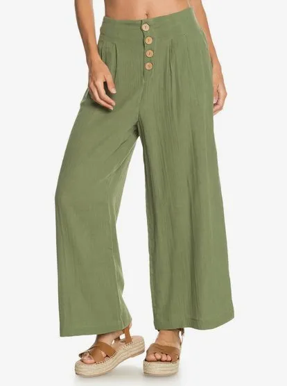Pantalón ROXY de cintura alta y pierna ancha para Mujer Dream Story VINEYARD GREEN (gnt0) Ref. ERJNP03361 verde