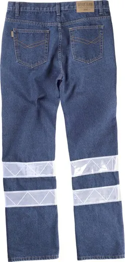 Pantalón vaquero con cintas refelctantes de 7 cm Vaquero