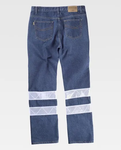 Pantalón vaquero con cintas refelctantes de 7 cm Vaquero