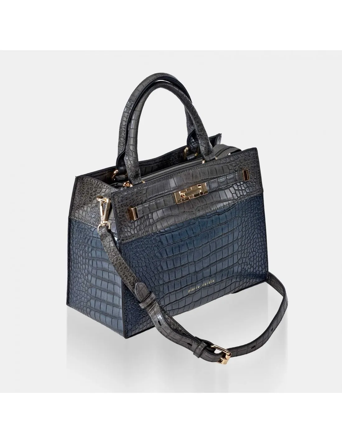 PIERRE CARDIN Bolso de mano símil piel grabado para mujer con bandolera y doble asa