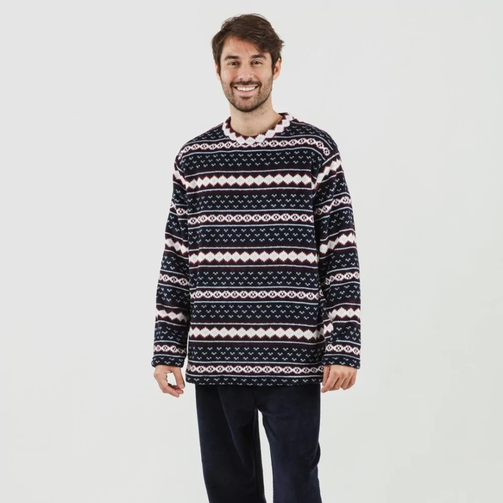 Pijama coral hombre Cronos marino