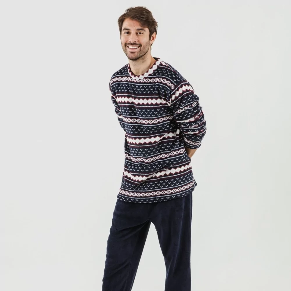 Pijama coral hombre Cronos marino