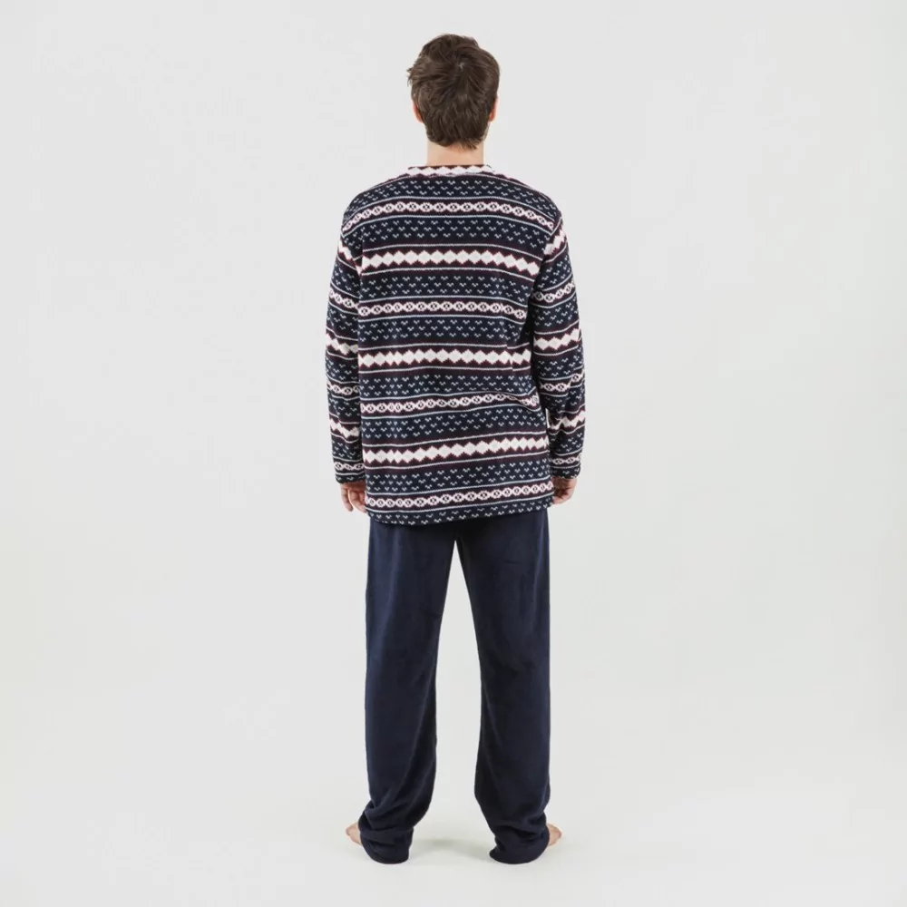 Pijama coral hombre Cronos marino