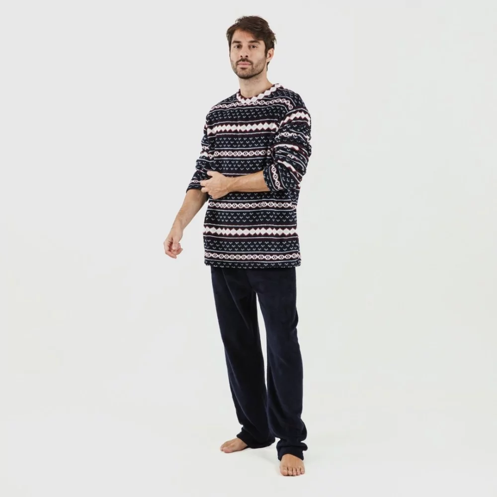 Pijama coral hombre Cronos marino