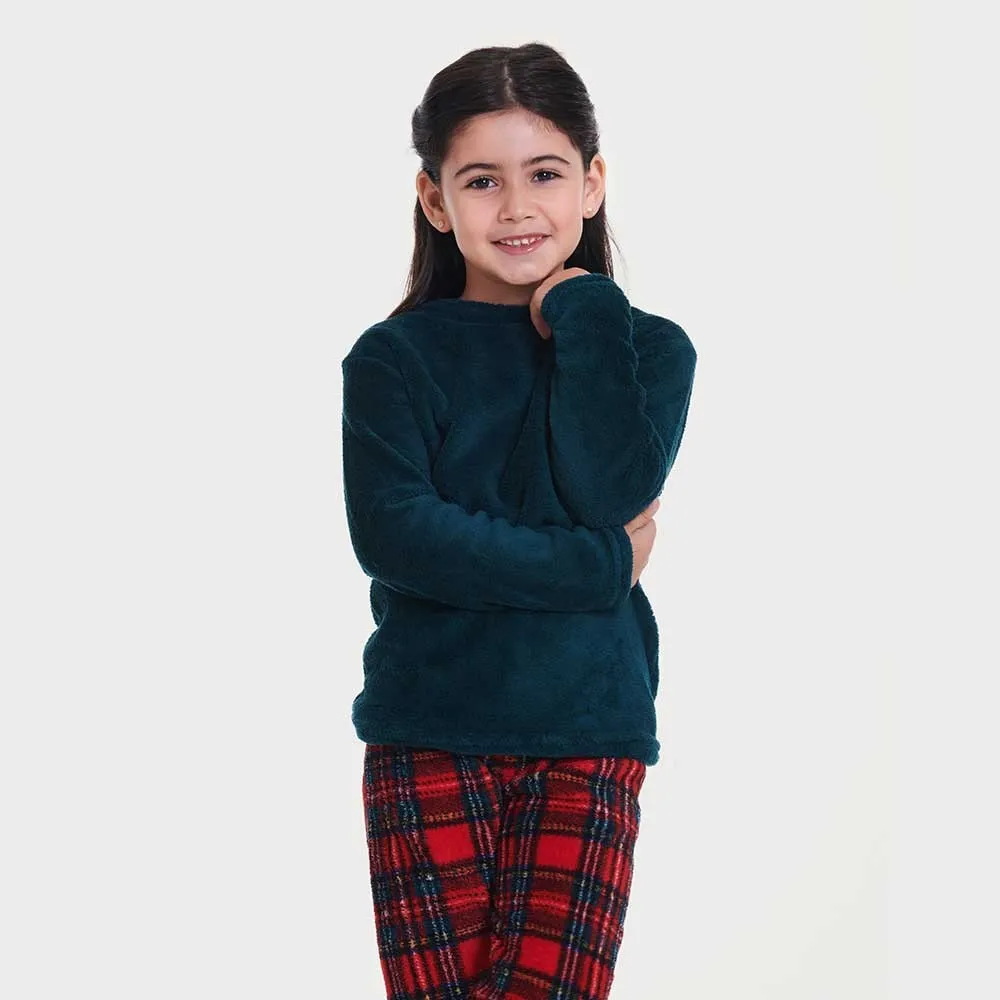 Pijama coral niño/a Cuadrín rojo
