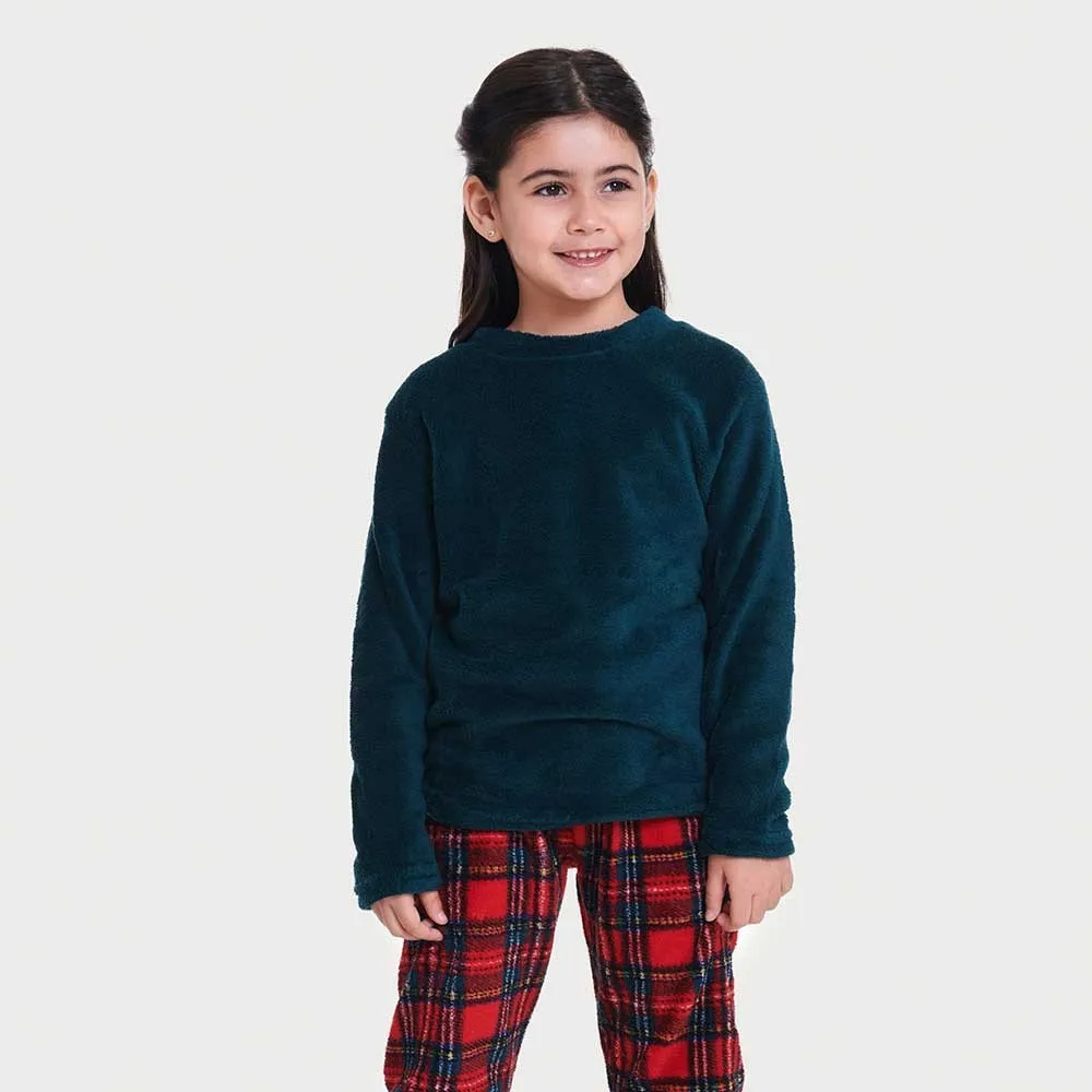 Pijama coral niño/a Cuadrín rojo