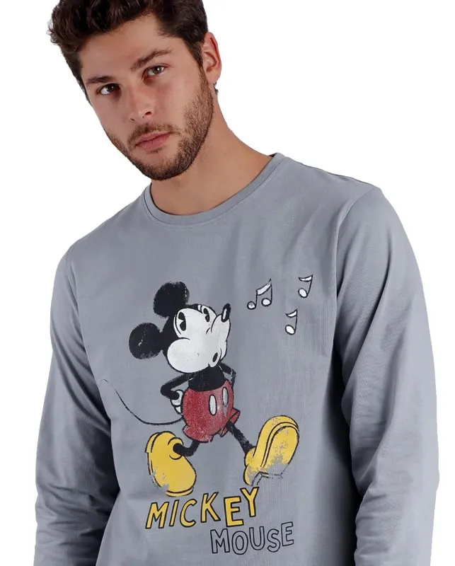 Pijama Disney mod. Mickey Grey en algodón con puños