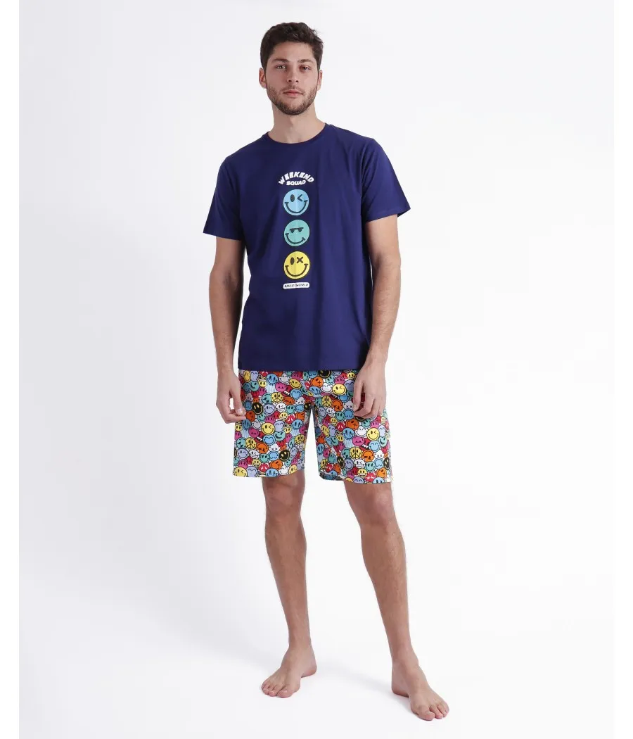 Pijama hombre verano Smiley World Weekend bolsillos algodón