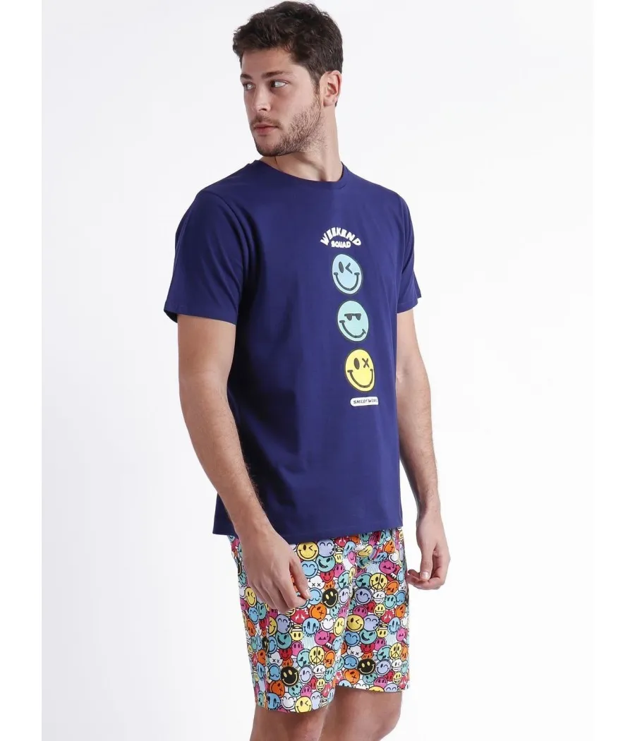 Pijama hombre verano Smiley World Weekend bolsillos algodón
