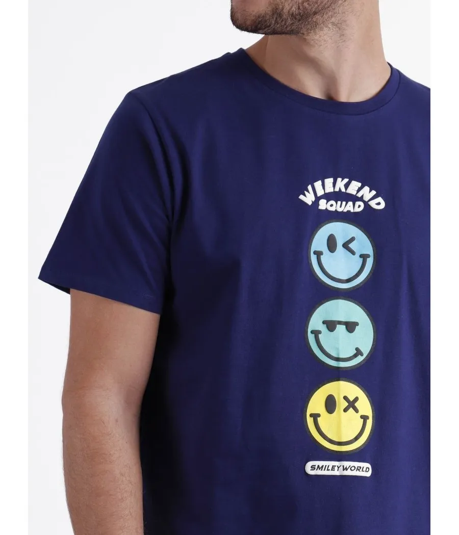 Pijama hombre verano Smiley World Weekend bolsillos algodón