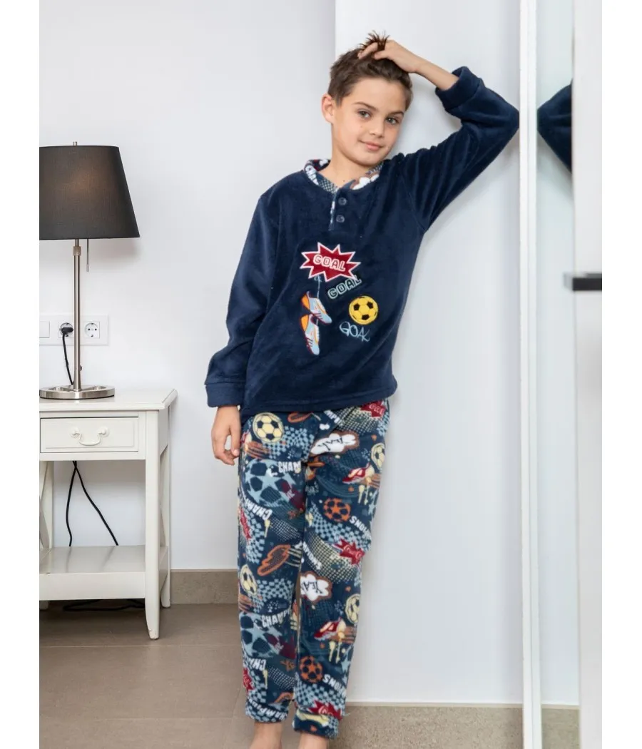 Pijama térmico niño invierno Muslher Gol Homewear coralina