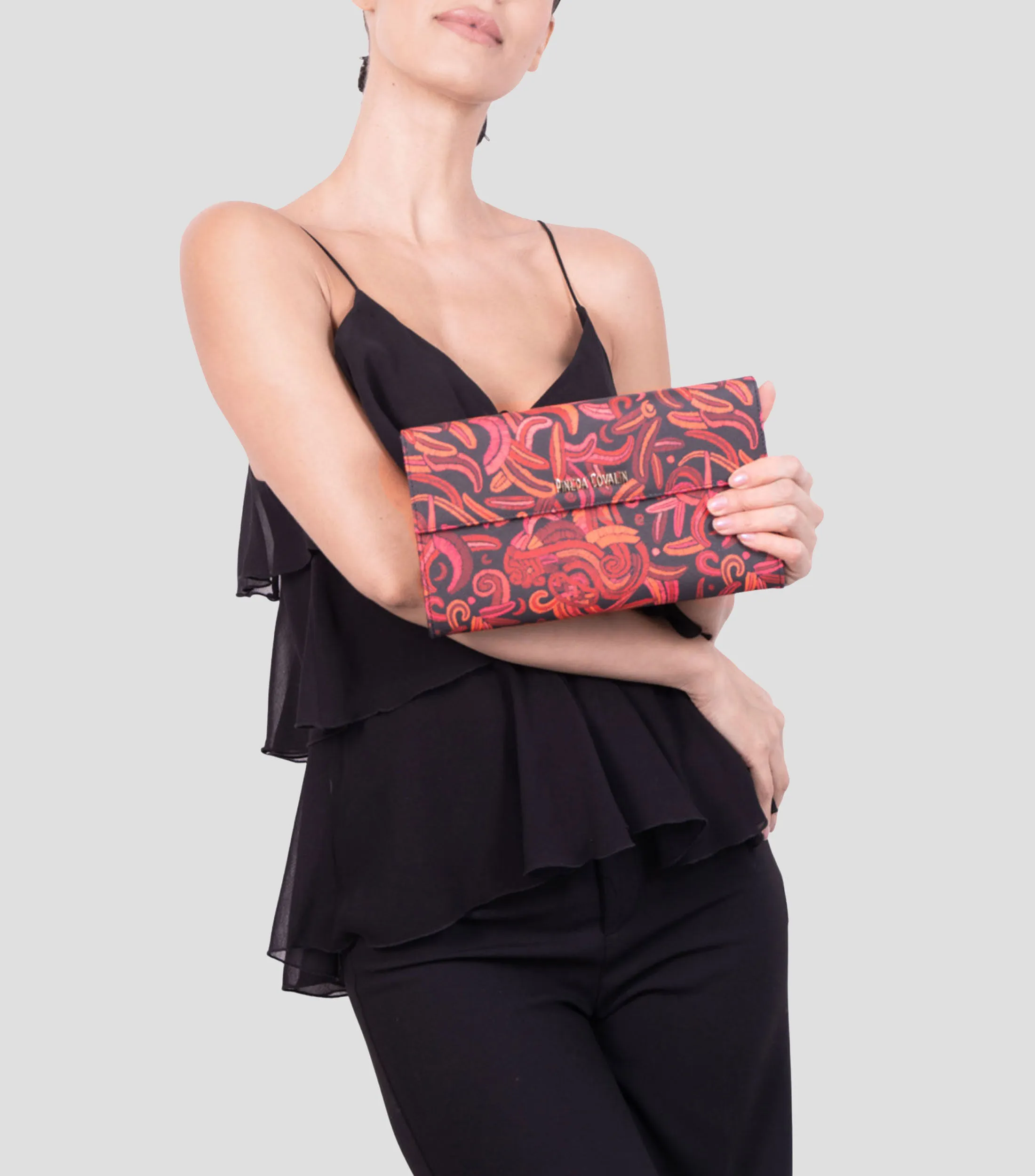 Pineda Covalin Bolso clutch negro Quetzalcóatl Mujer