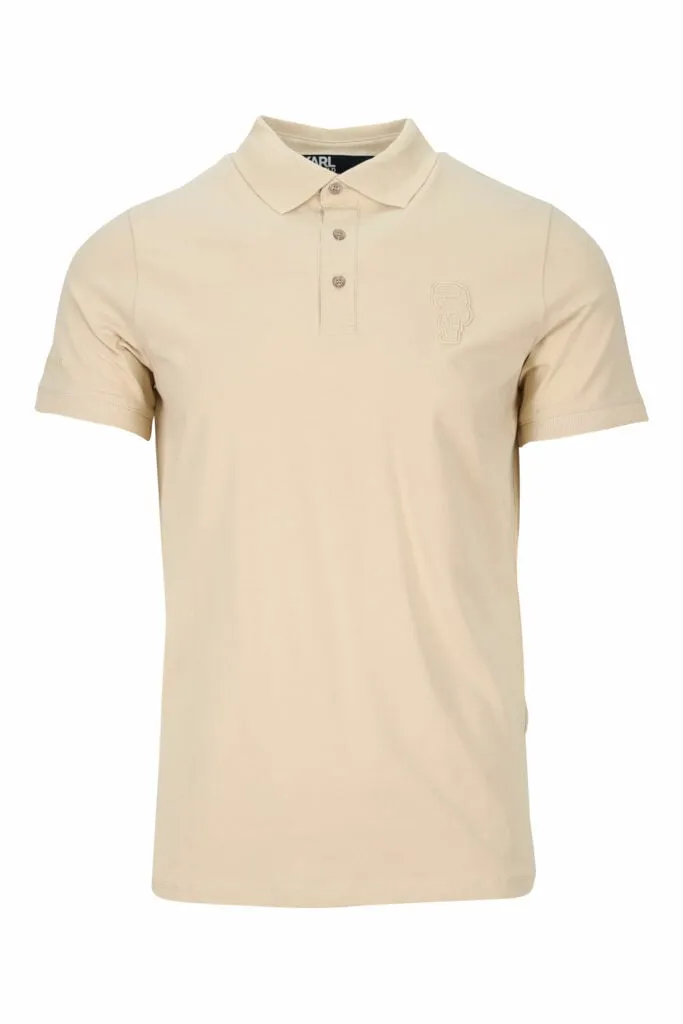 Polo beige con minilogo monocromático