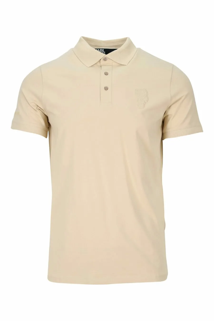 Polo beige con minilogo monocromático
