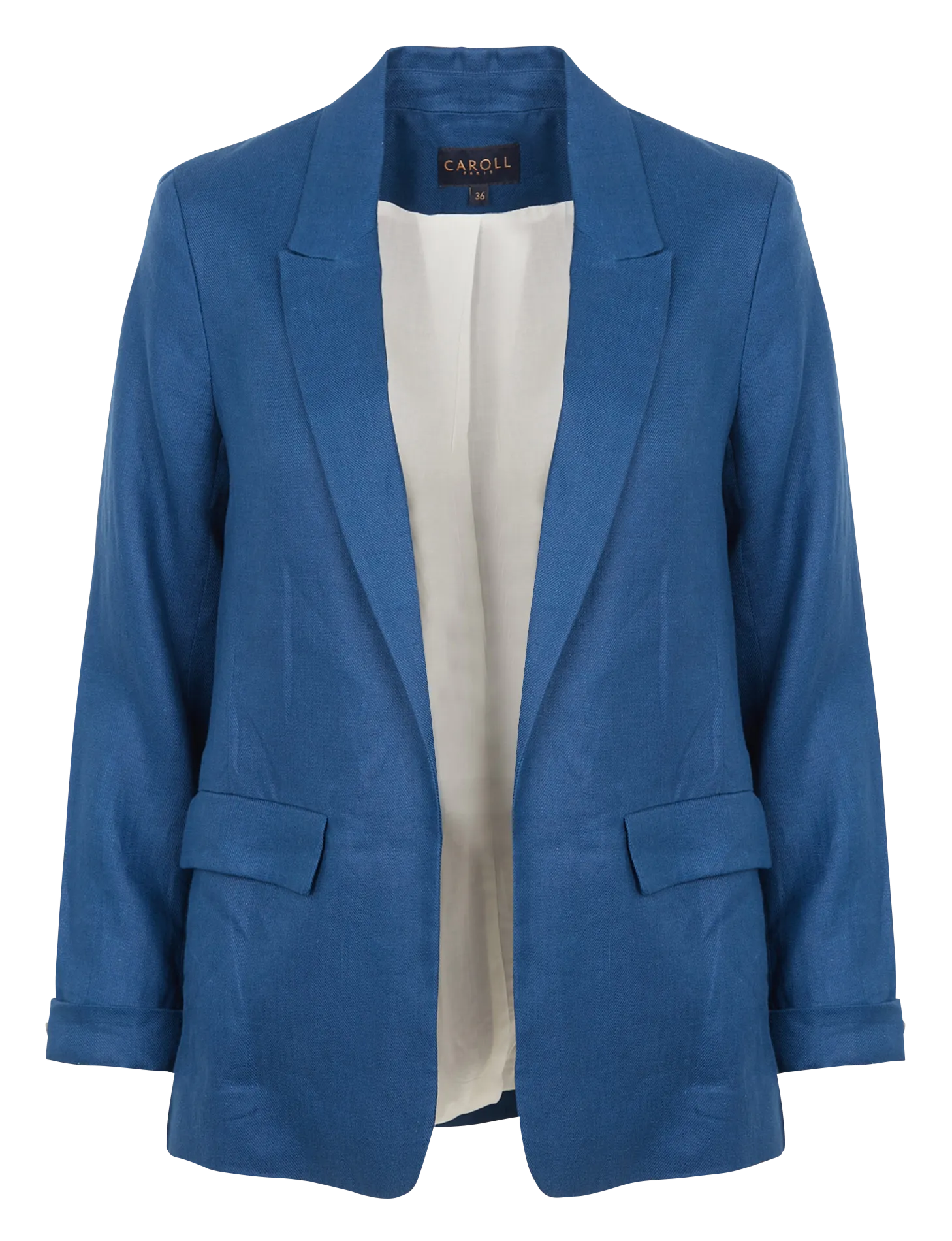 RANDINE  CHAQUETA SASTRE RECTA DE LINO EN AZUL