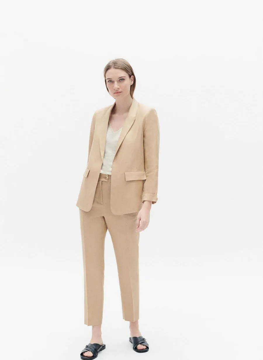 RANDINE  CHAQUETA SASTRE RECTA DE LINO EN BEIGE