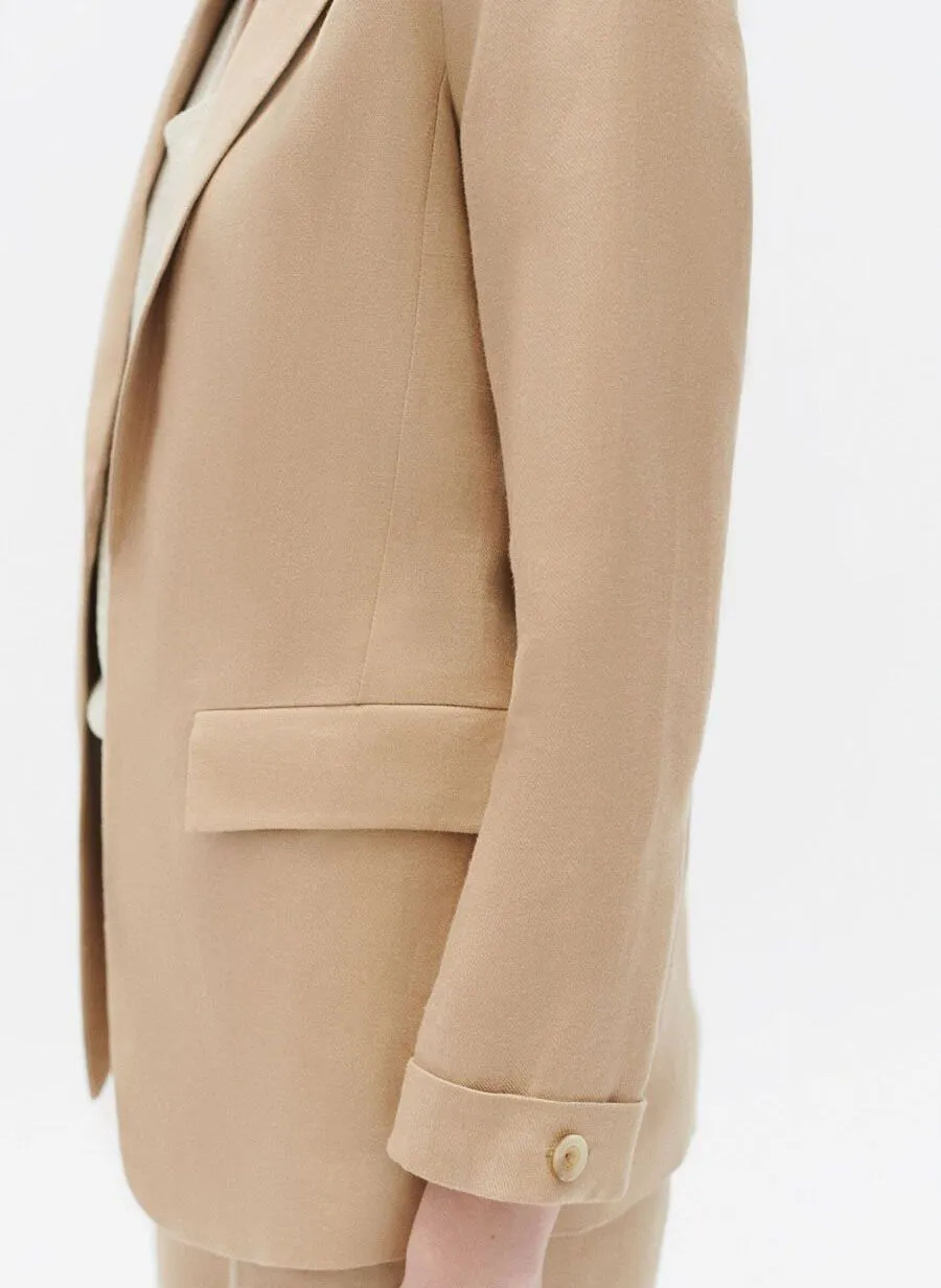 RANDINE  CHAQUETA SASTRE RECTA DE LINO EN BEIGE