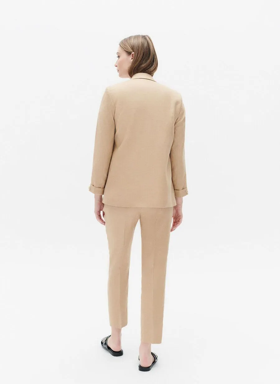 RANDINE  CHAQUETA SASTRE RECTA DE LINO EN BEIGE