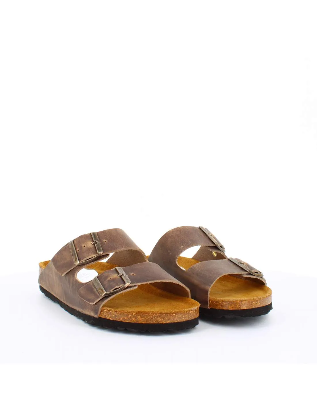 Sandalia Bio Mujer Plana Ajustable BIO221000 Gris Engrasada