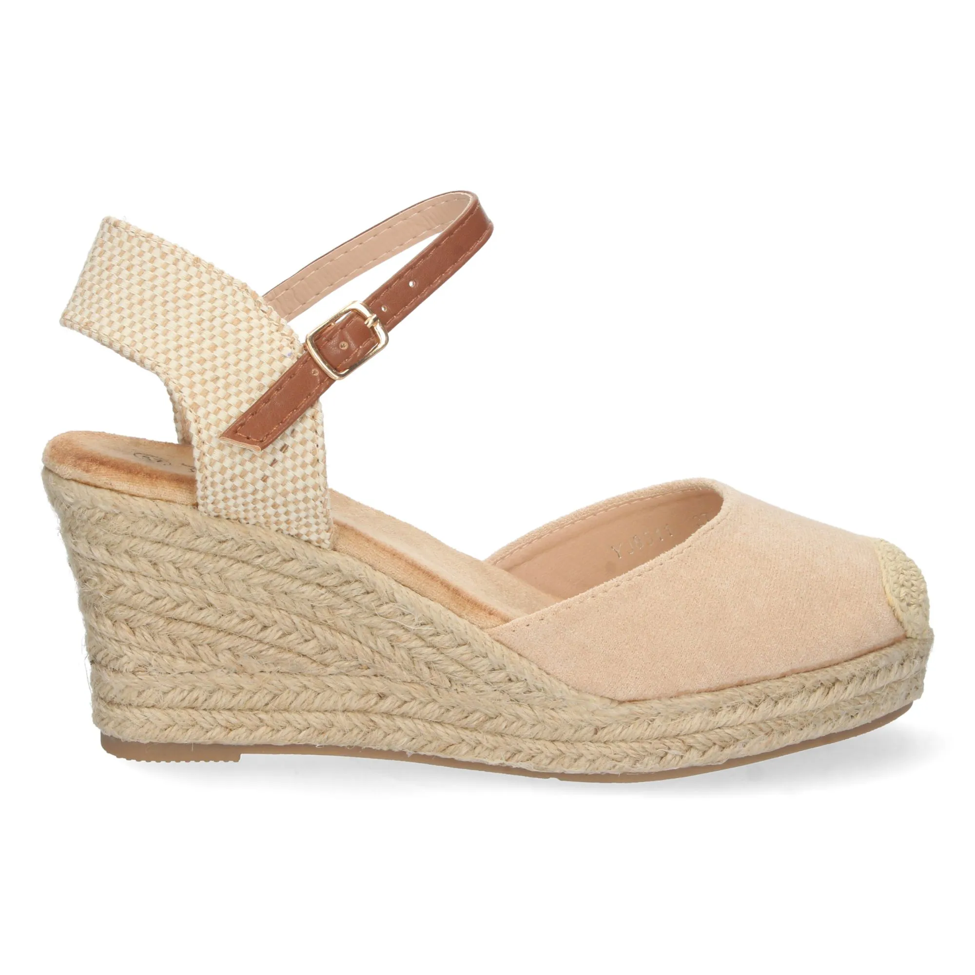 Sandalia de cuña media en yute mujer color beige