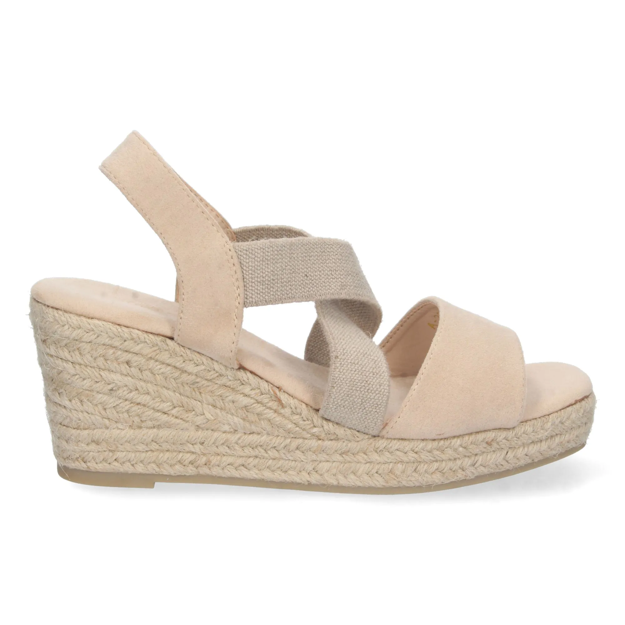 SANDALIAS CUñA MEDIA EN YUTE BEIGE CIERRE ELáSTICO MUJER A2376