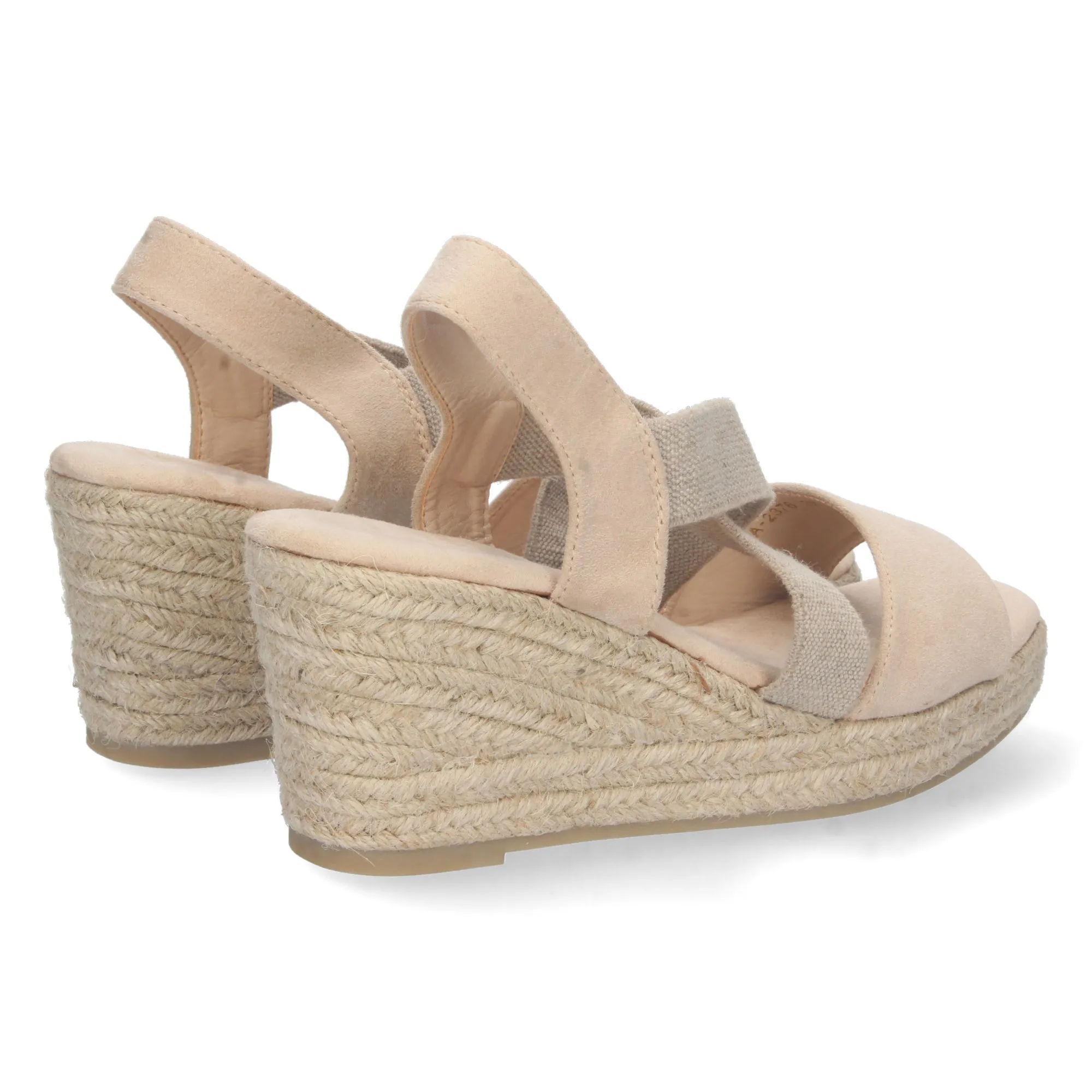 SANDALIAS CUñA MEDIA EN YUTE BEIGE CIERRE ELáSTICO MUJER A2376